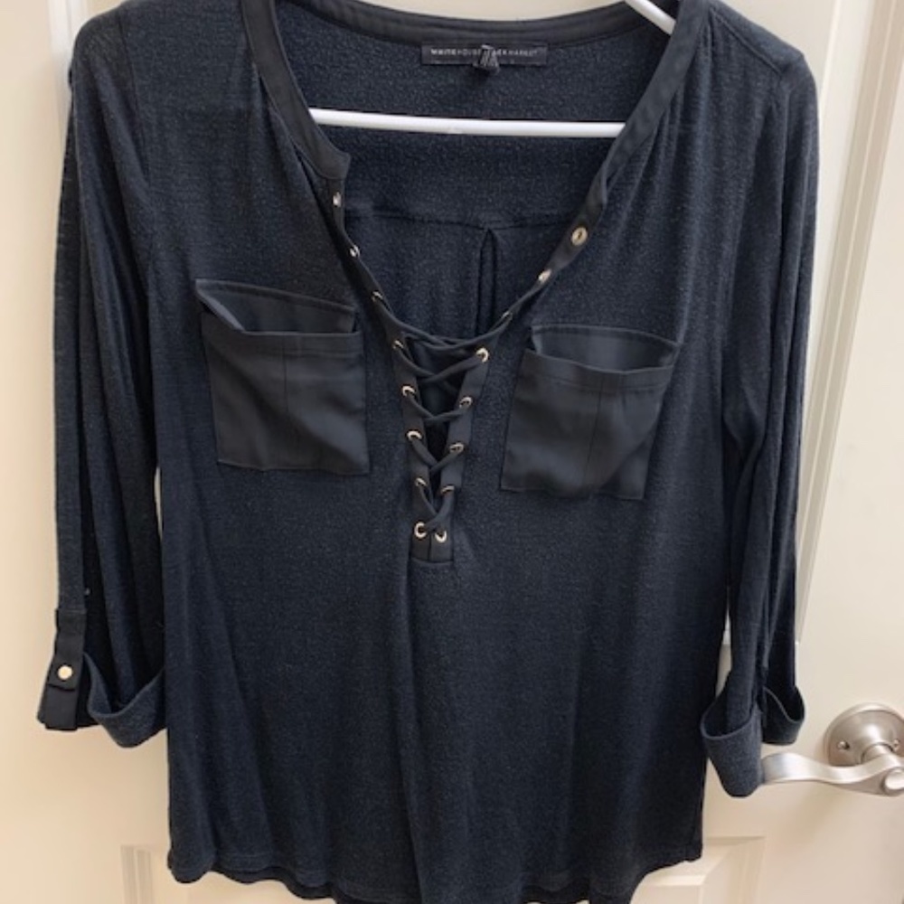 WHBM Lace Up Front Tee